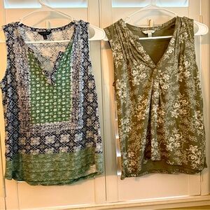 2 Lucky Brand Blouse Tank Tops Women's Size Small Small Sleeveless floral shapes